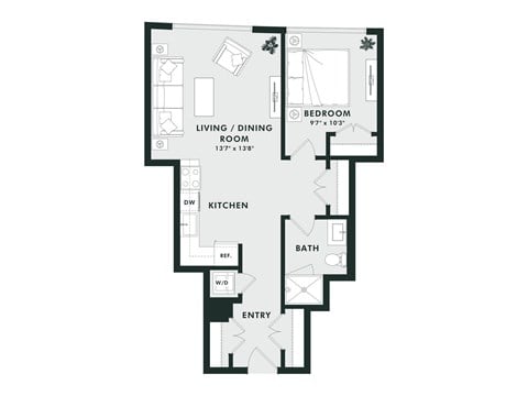 A black and white image of a floor plan for a home.